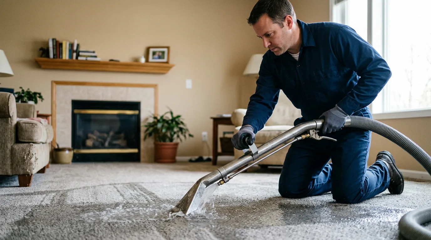 Water damage restoration technician working near Mendham, NJ